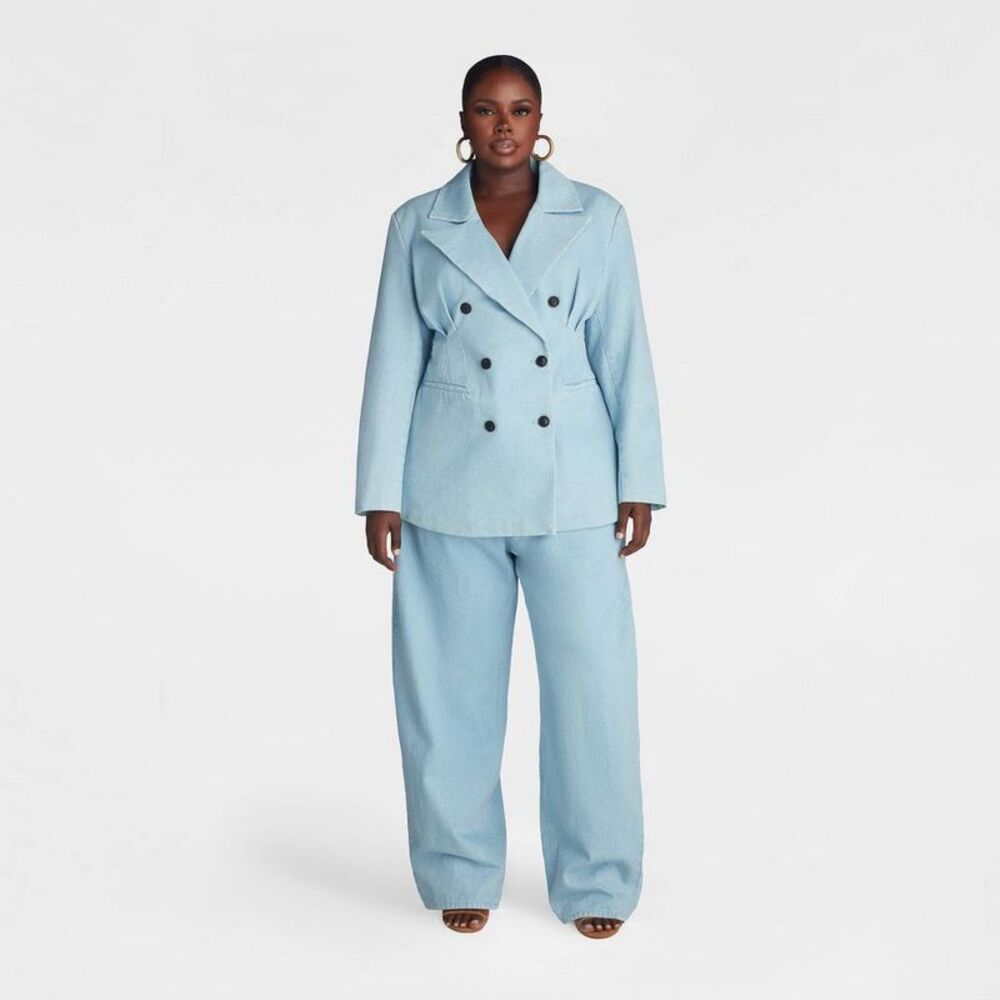 KBB by Kahlana -  Women's 'The Corset Denim Blazer' - Medium Wash - Picture 3 of 3